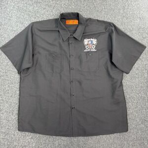 Red Kap Modern Outlaw Shirt 3XL Skull Graphic Biker Workwear Button Up